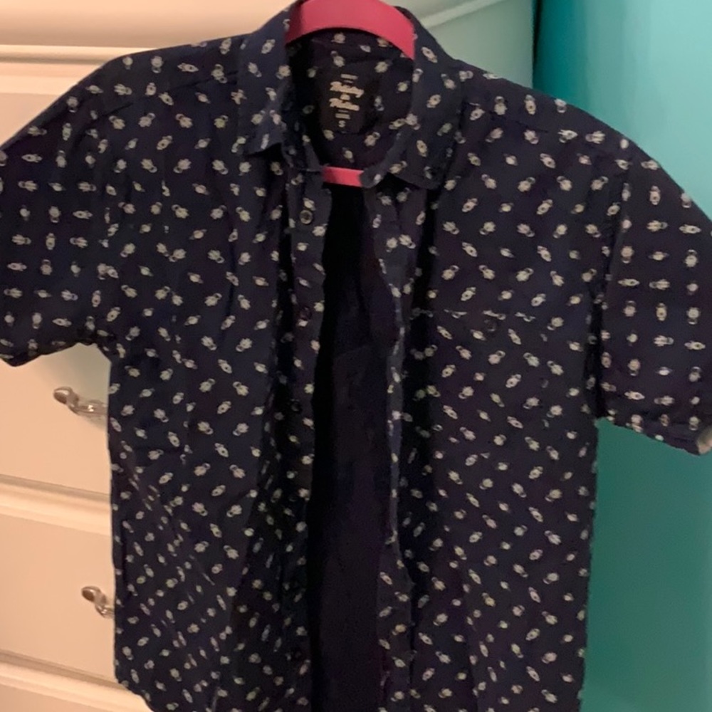 Navy blue button up shirt